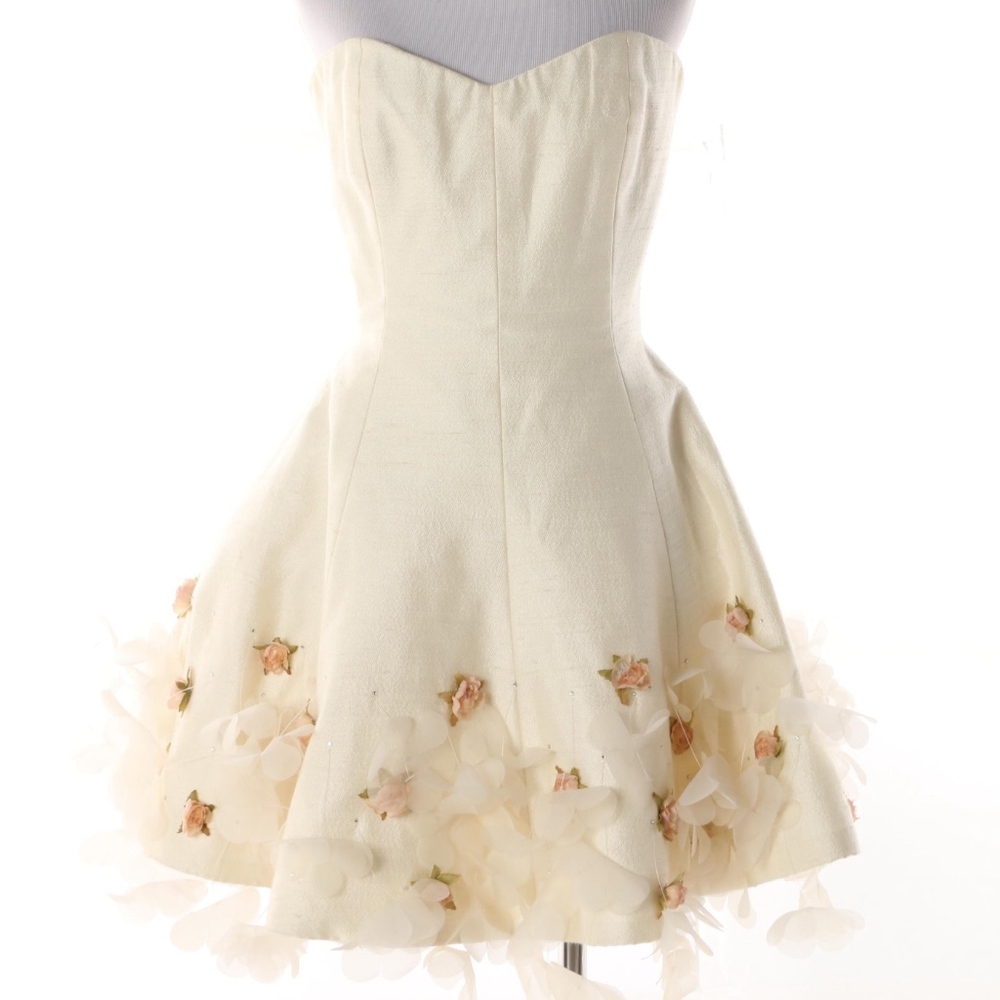 Ivory Floral Sweetheart Rosette Dress